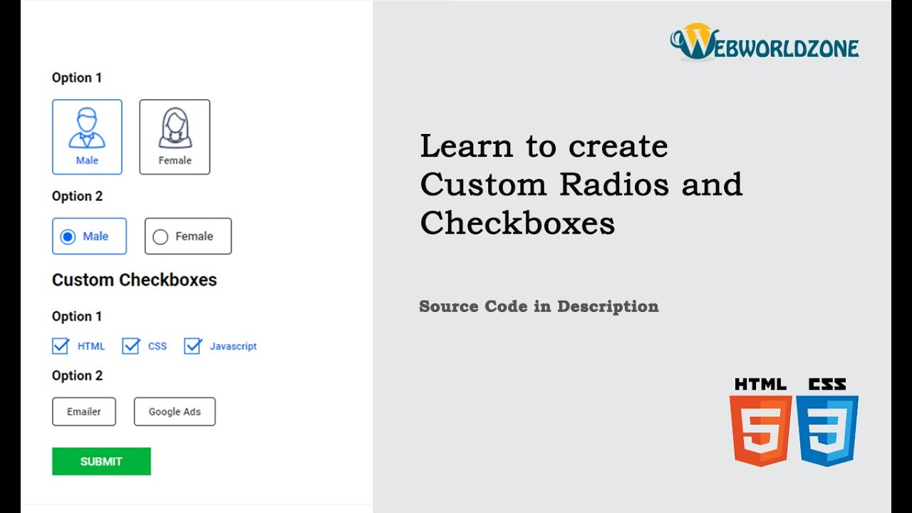custom css for radio and checkboxes